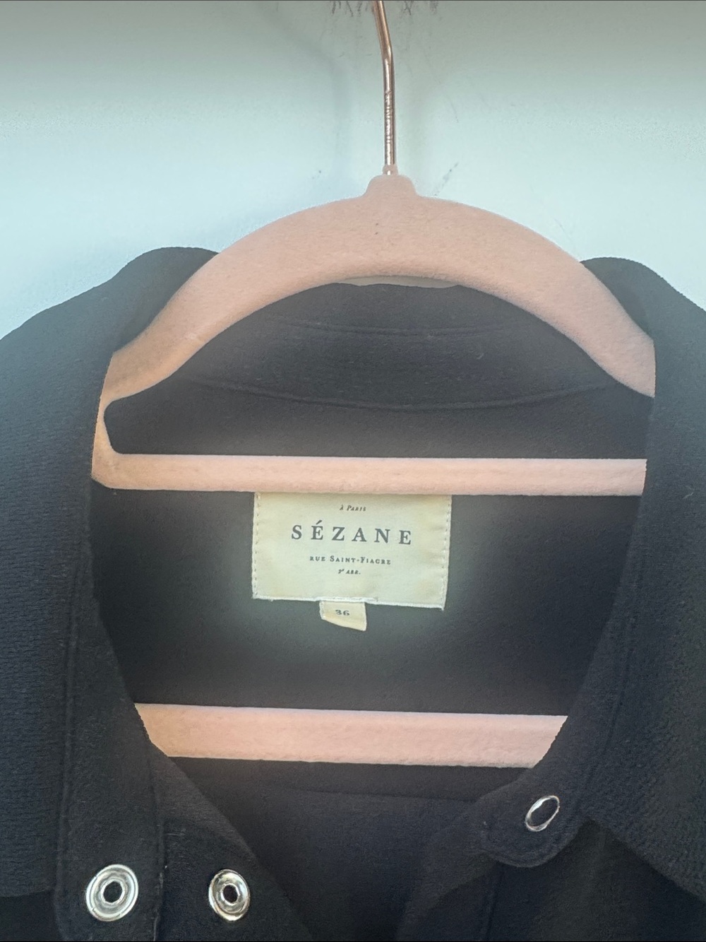 Sezane Black Long-Sleeve Button-Front Shirt Dress - Picture 2 of 3